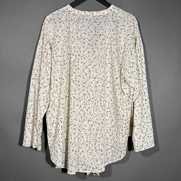 NWT Vince Camuto Floral Print 3/4 Roll Tab Sleeve Tied Button Front Blouse Sz 2X - Picture 12 of 14